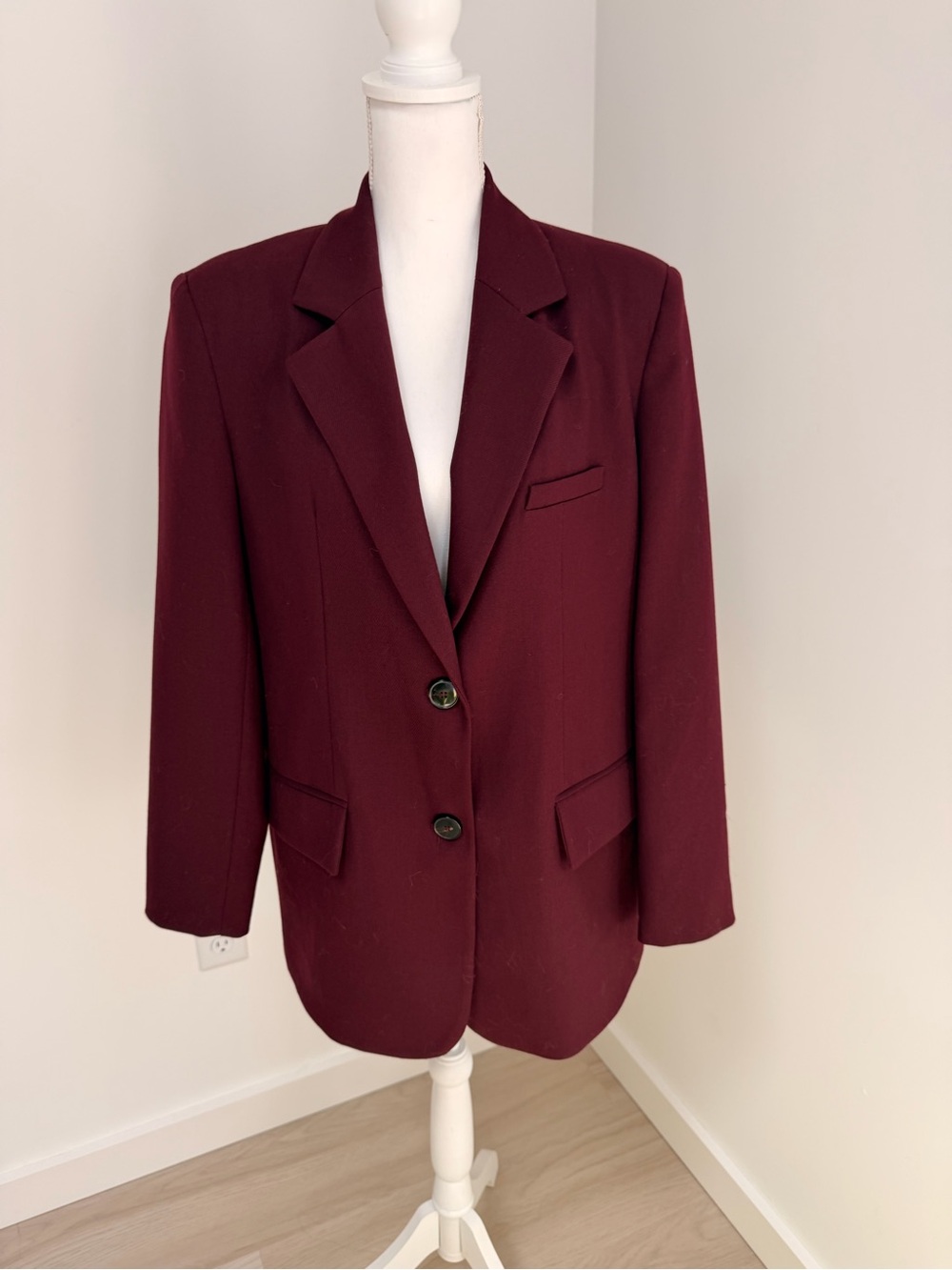 Zara Women's Burgundy Single-Breasted Blazer Size S